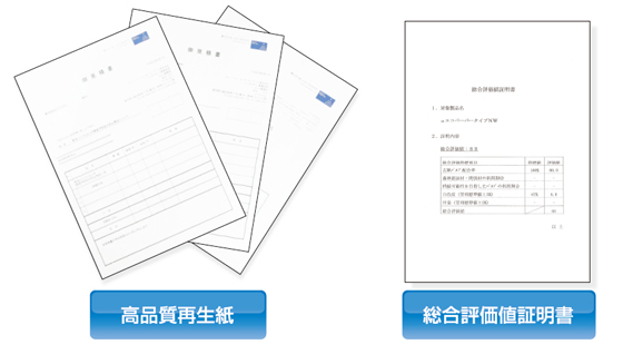 高品質再生紙・総合評価値証明書